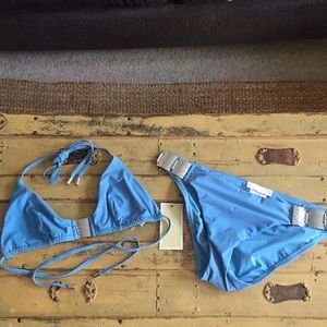 NWT MICHAEL KORS STR METAL TRIANGLE BIKINI SET 8 M
